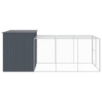 Dog House with Run 84.3x179.9x71.3 Inch Large Outdoor Galvanized Steel Kennel for Pets, Exercise Playpen with Secure Roof and Door