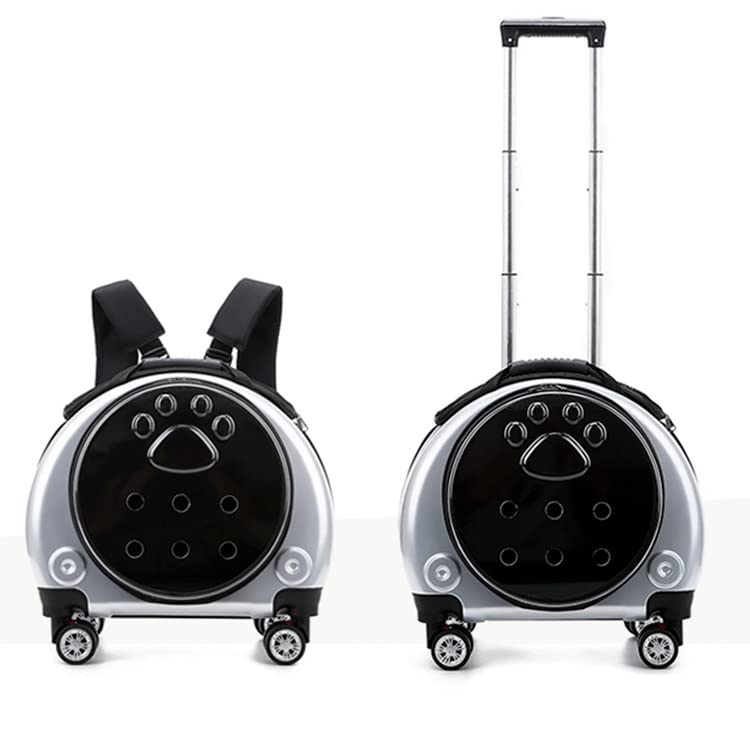 Pet Dog Cat Trolley Suitcase Luggage with Wheels Carrying Breathable Backpack Stroller