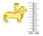 Polished 14k Gold Weiner Dog Charm Dachshund Pendant Necklace