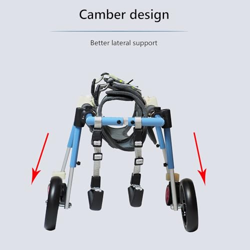 Adjustable 4-Wheel Dog Wheelchair, Front & Back Leg Support for Disabled Dogs, Dog Leg Braces for Injured or Handicapped Pets, Enhance Mobility & Comfort