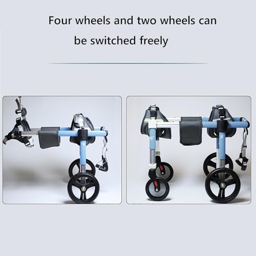Adjustable 4-Wheel Dog Wheelchair, Front & Back Leg Support for Disabled Dogs, Dog Leg Braces for Injured or Handicapped Pets, Enhance Mobility & Comfort