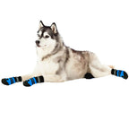 Pet Shoes 4pcs No-Slip Dog Shoes Rain Wear Waterproof Reflective Boots Paw Protector Outdoor Sock for Medium Large Dogs Rose Blue (Blue M code)