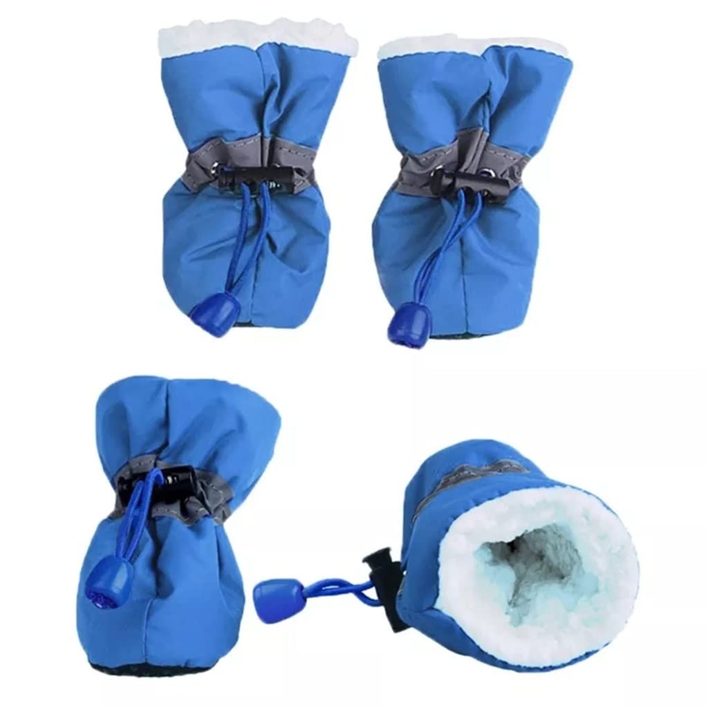 Pet Shoes 4pcs Antiskid Puppy Shoes Pet Protection Soft-Soled Pet Dog Shoes Winter Prewalkers Soft Supplies Pet Paw Care (Blue 2 Code)