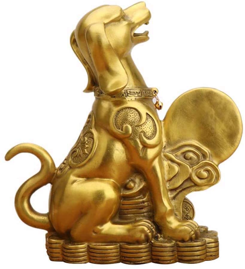 Chinese Pure Brass Zodiac Dog Statues,Decor Figurine for Home and Office,Wealth and Good Luck Sculpture
