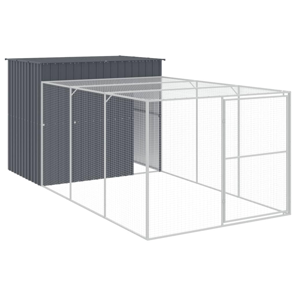 Dog House with Run 84.3x179.9x71.3 Inch Large Outdoor Galvanized Steel Kennel for Pets, Exercise Playpen with Secure Roof and Door