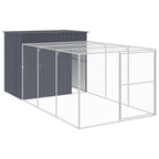 Dog House with Run 84.3x179.9x71.3 Inch Large Outdoor Galvanized Steel Kennel for Pets, Exercise Playpen with Secure Roof and Door