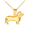 Polished 14k Gold Weiner Dog Charm Dachshund Pendant Necklace