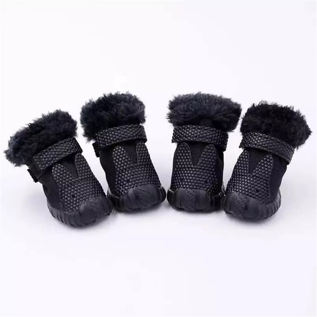Pet Shoes Winter Pet Dog Warm Waterproof Shoes for Small Dogs TedBichon Schnauzer Thick Cotton Non-Slip Shoes (Black 2 Code)