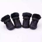 Pet Shoes Winter Pet Dog Warm Waterproof Shoes for Small Dogs TedBichon Schnauzer Thick Cotton Non-Slip Shoes (Black 4 Code)
