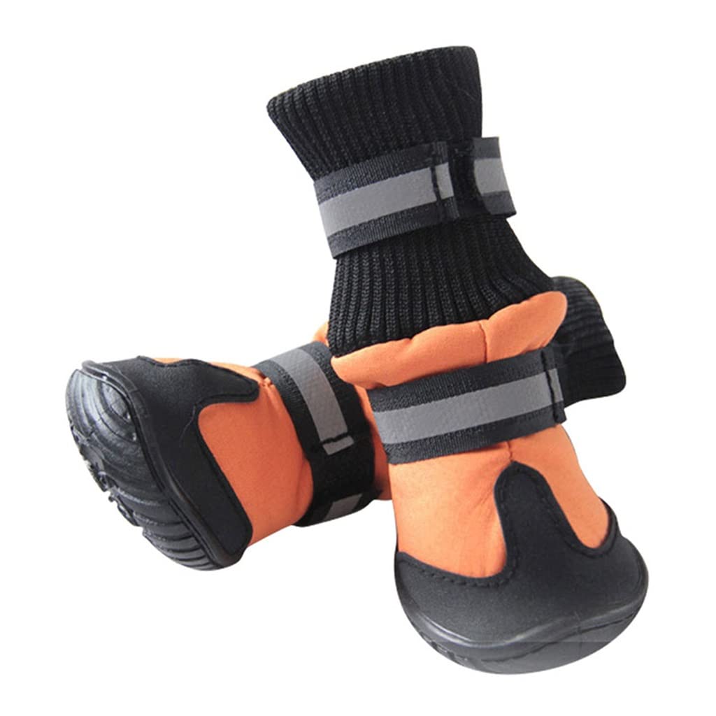 4Pcs/Set Spring Winter Pet Dog Shoes Waterproof Small Big Dog's Boots Cotton Non Slip XS XL (Orange L Code)
