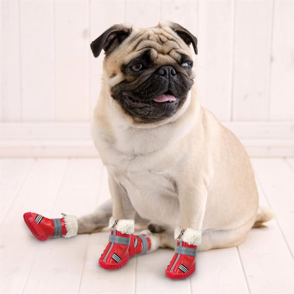 Pet Shoes Dog Shoes Winter Cotton Anti Slip Dog Rain Snow Boots Reflective Waterproof Pet Shoes Footwear for Medium Large Dogs Bulldog (Black 5 Code)