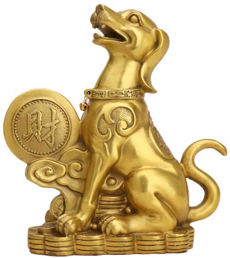 Chinese Pure Brass Zodiac Dog Statues,Decor Figurine for Home and Office,Wealth and Good Luck Sculpture