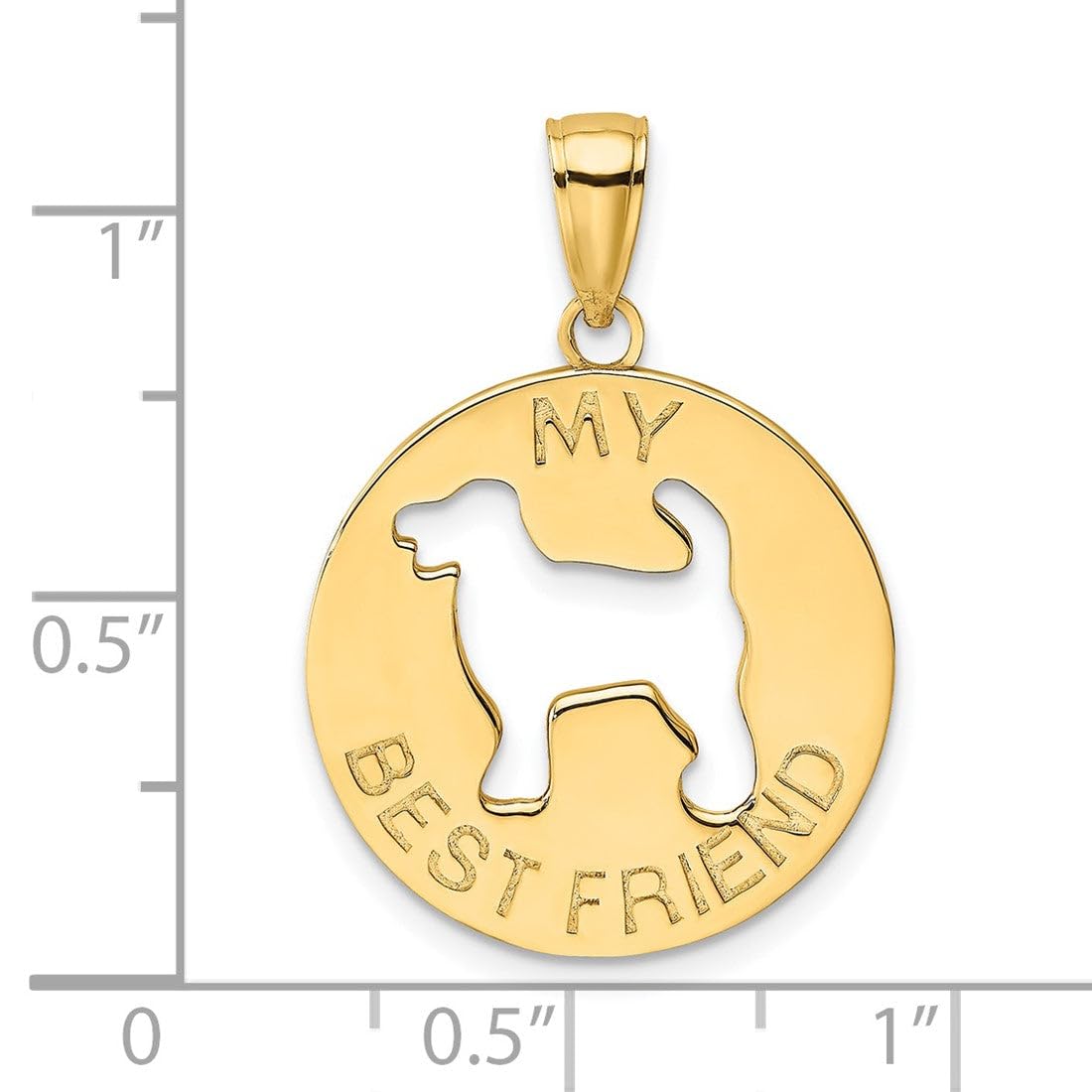 14k Yellow Gold MY BEST FRIEND with Cut-out Dog Charm