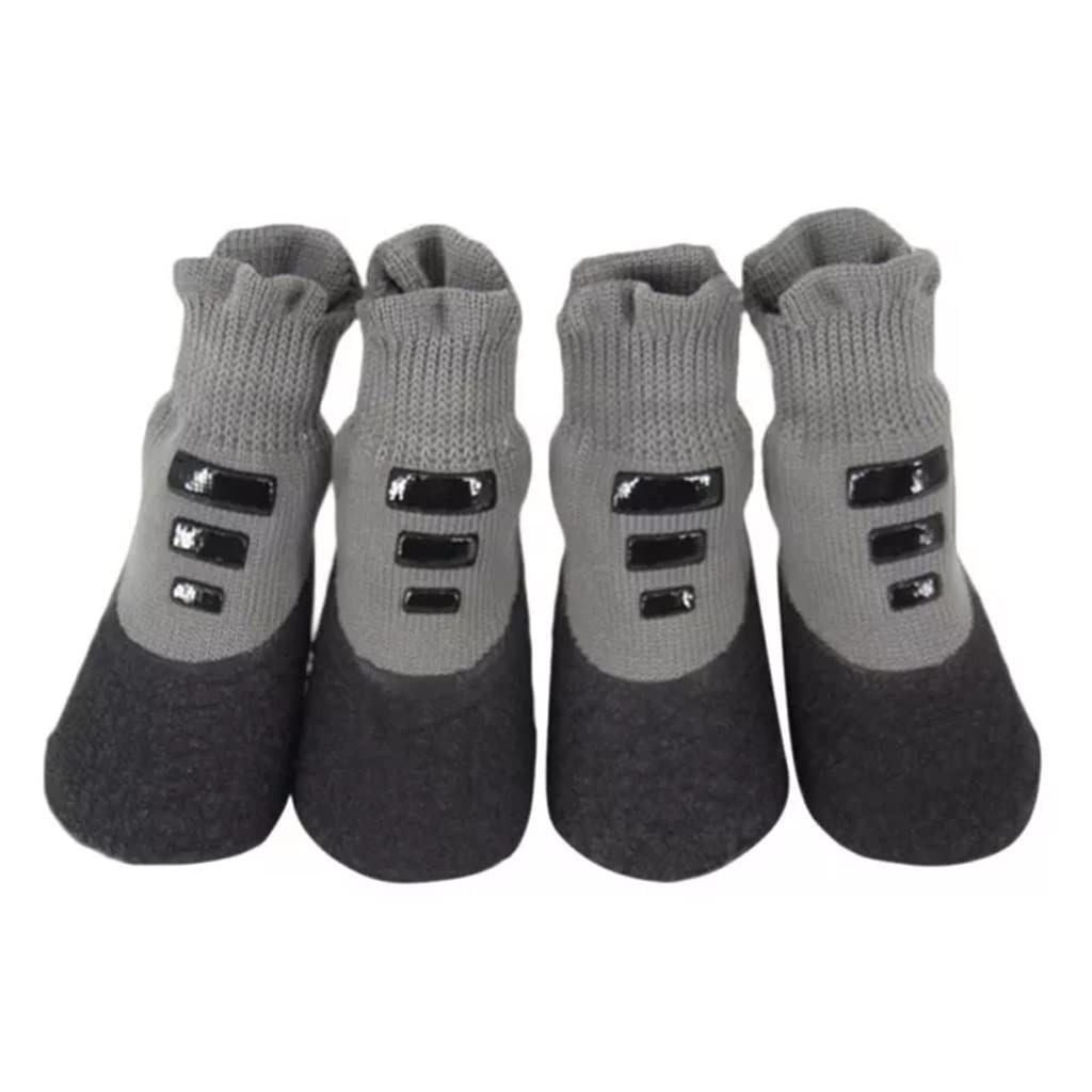 Pet Shoes 4pcs/Set Cotton Rubber Pet Dog Shoes Waterproof Non-Slip Dog Rain Snow Boots Socks Warm for Puppy Large Small Cats Dogs Booties (Black 4 Code)