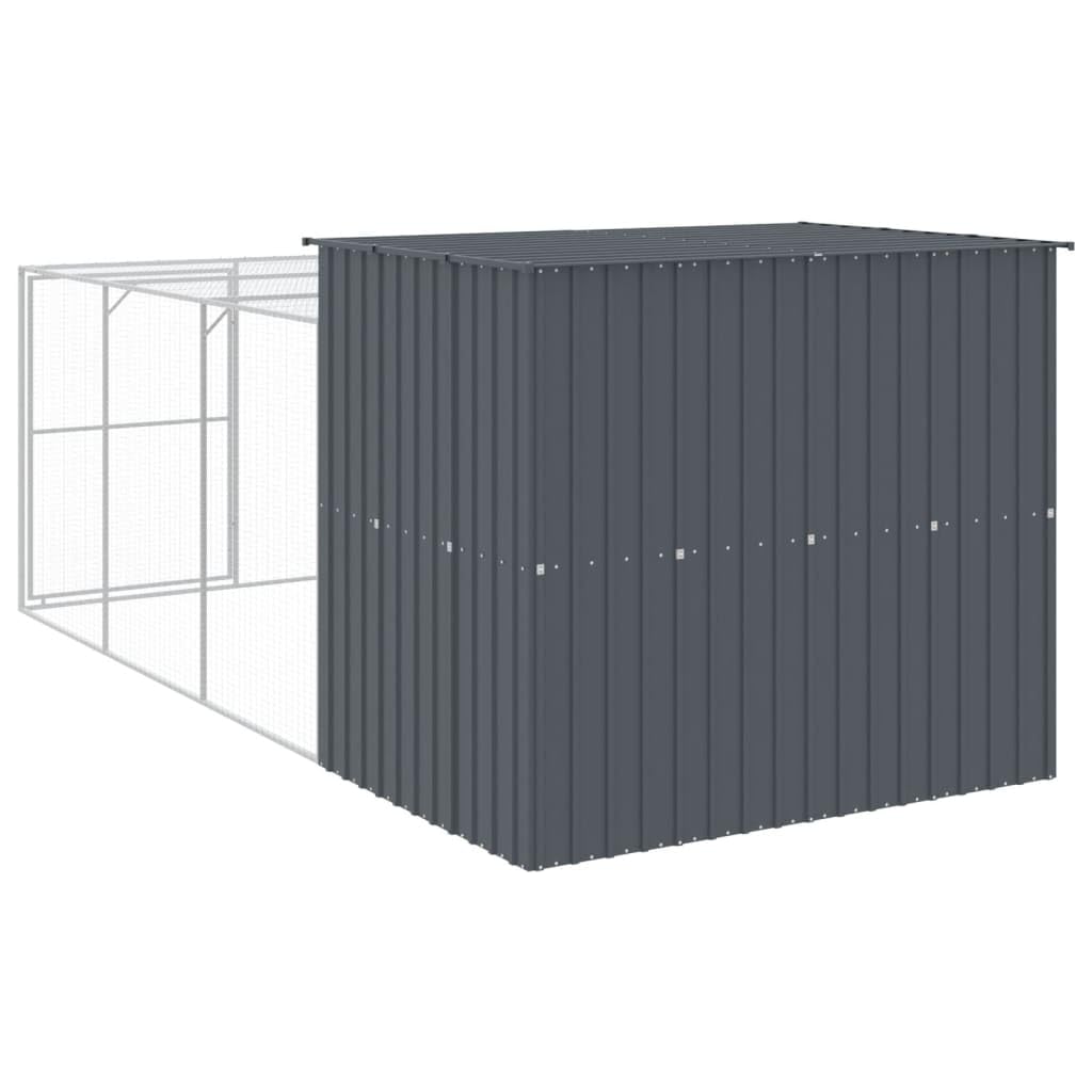 Dog House with Run 84.3x179.9x71.3 Inch Large Outdoor Galvanized Steel Kennel for Pets, Exercise Playpen with Secure Roof and Door