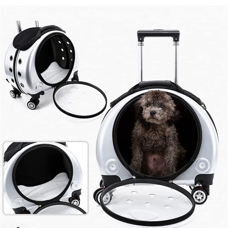Pet Dog Cat Trolley Suitcase Luggage with Wheels Carrying Breathable Backpack Stroller