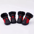 Pet Shoes Winter Pet Dog Warm Waterproof Shoes for Small Dogs TedBichon Schnauzer Thick Cotton Non-Slip Shoes (Red 3 Code)
