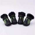 Pet Shoes Winter Pet Dog Warm Waterproof Shoes for Small Dogs TedBichon Schnauzer Thick Cotton Non Slip Shoes (Green 3 Code)