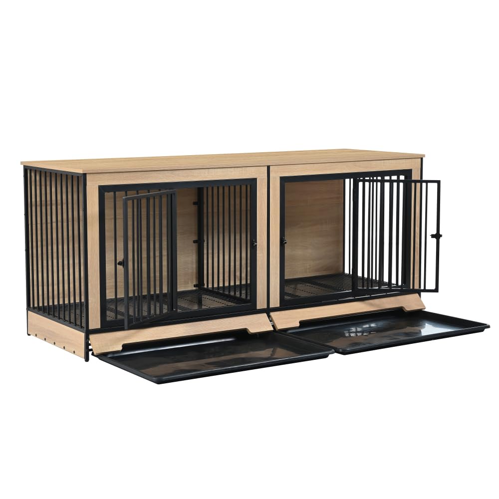 Double-Compartment Dog Crate Furniture for Medium and Large Dogs