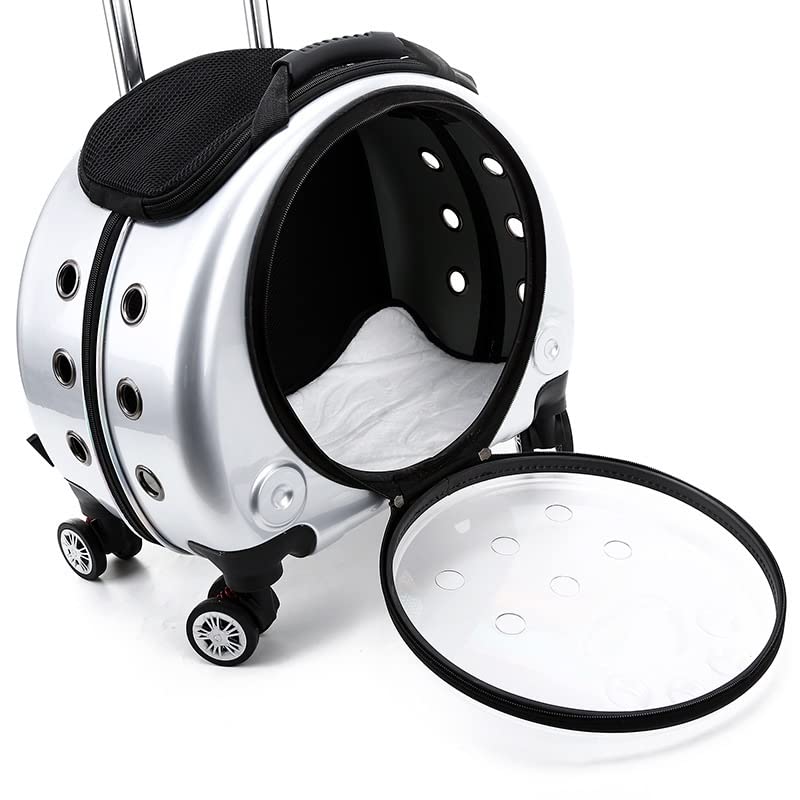 Pet Dog Cat Trolley Suitcase Luggage with Wheels Carrying Breathable Backpack Stroller