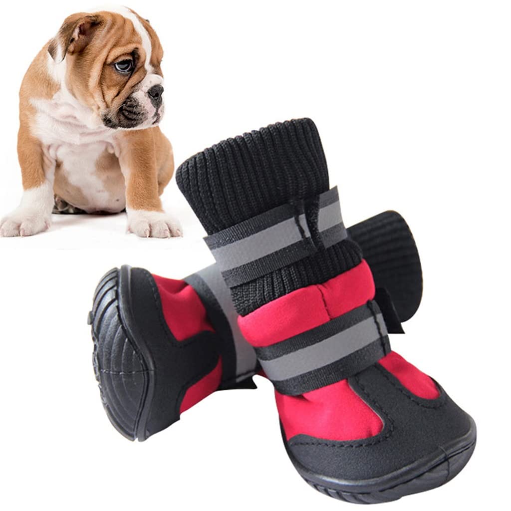 4Pcs/Set Spring Winter Pet Dog Shoes Waterproof Small Big Dog's Boots Cotton Non Slip XS XL (Orange XL Code)