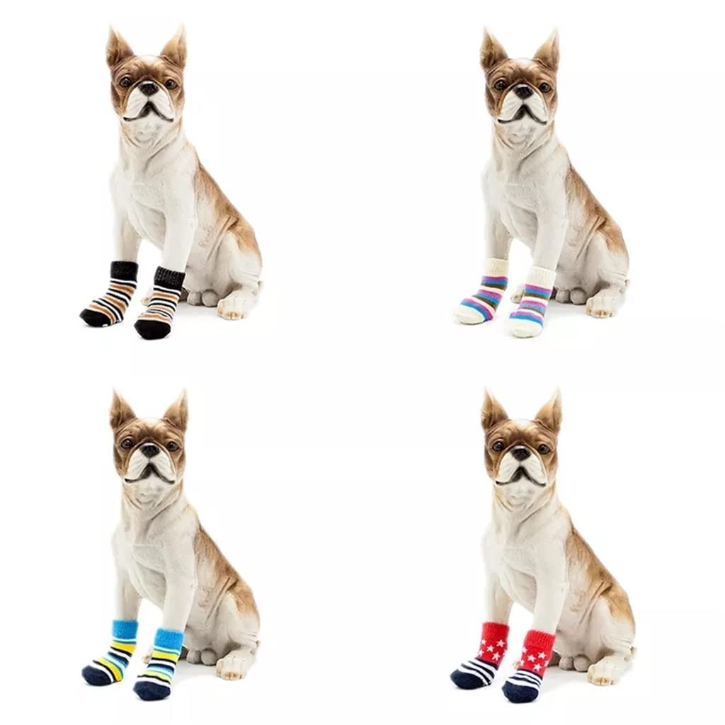 Pet Shoes Pet Christmas Accessories Pet Antiskid Socks Yellow Blue/Brown Black/Pink Blue Stripe Dog Cats Paw Protective Cover (A XL code)