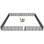 47" H 48-Panel Metal Dog Playpen for Yard & RV, Black Silver