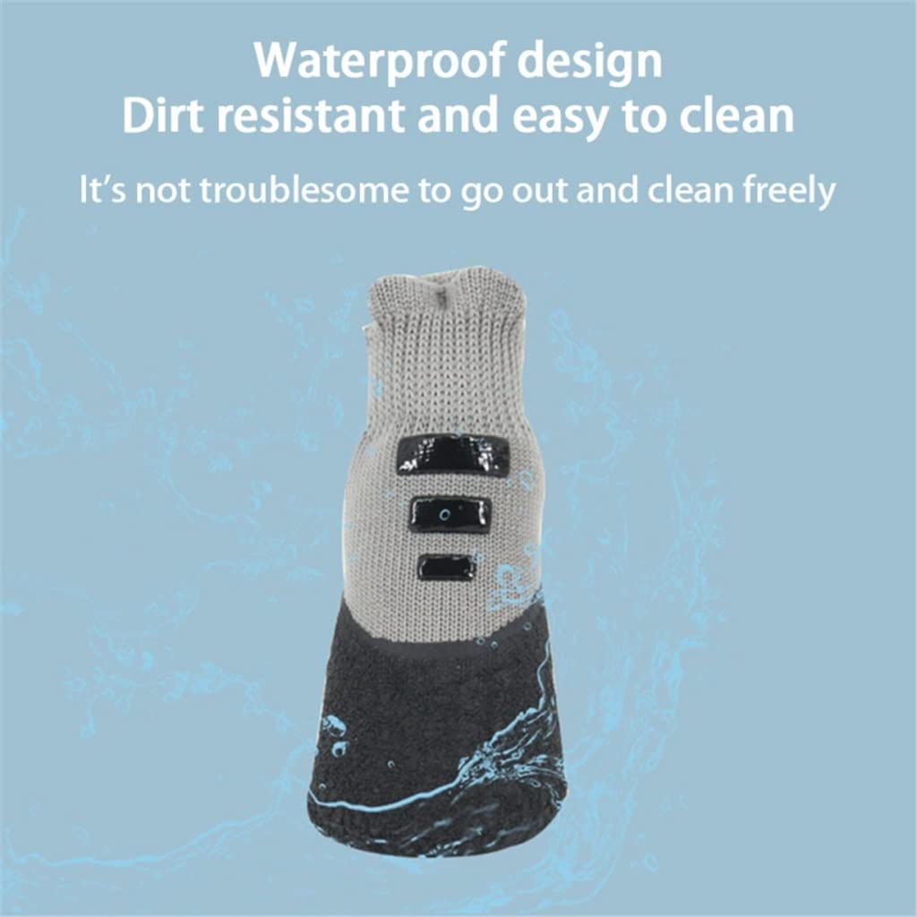 Pet Shoes 4pcs/Set Cotton Rubber Pet Dog Shoes Waterproof Non-Slip Dog Rain Snow Boots Socks Warm for Puppy Large Small Cats Dogs Booties (Black 4 Code)