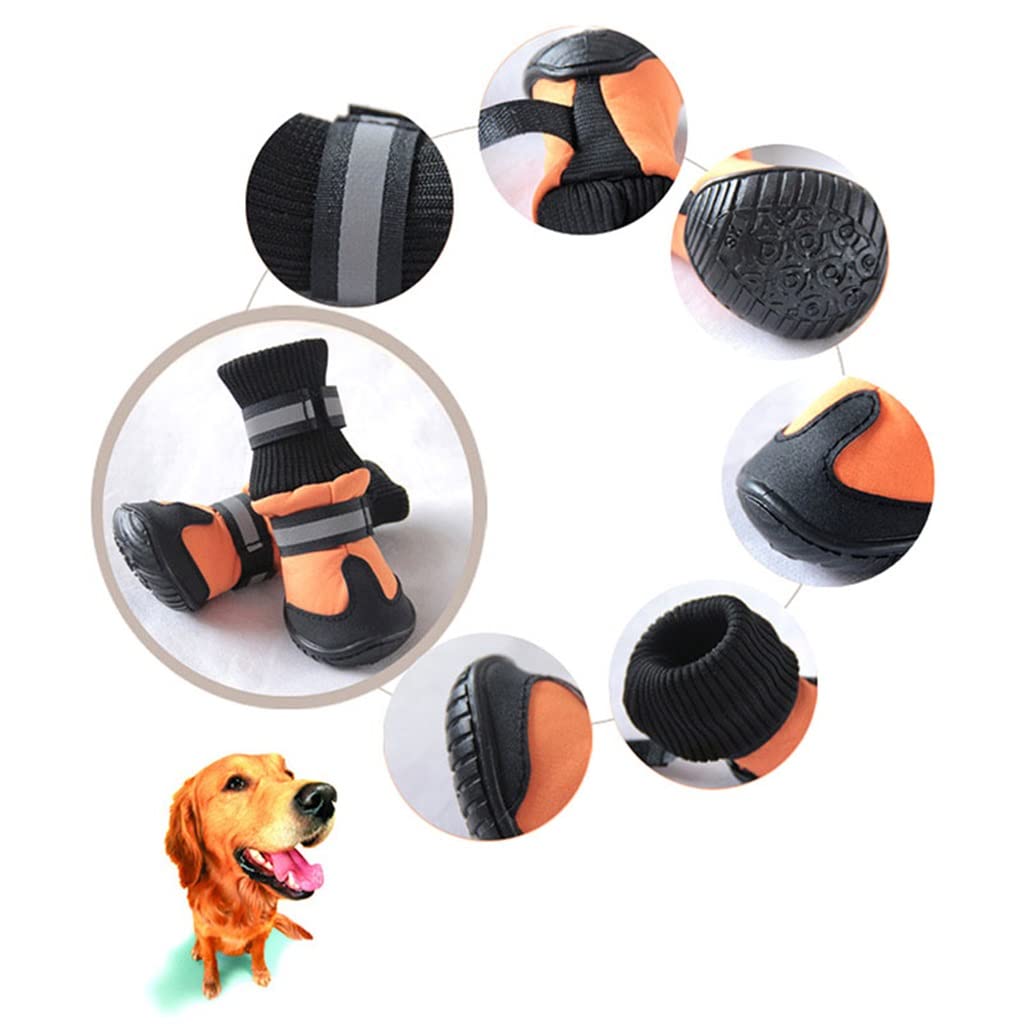4Pcs/Set Spring Winter Pet Dog Shoes Waterproof Small Big Dog's Boots Cotton Non Slip XS XL (Orange XL Code)