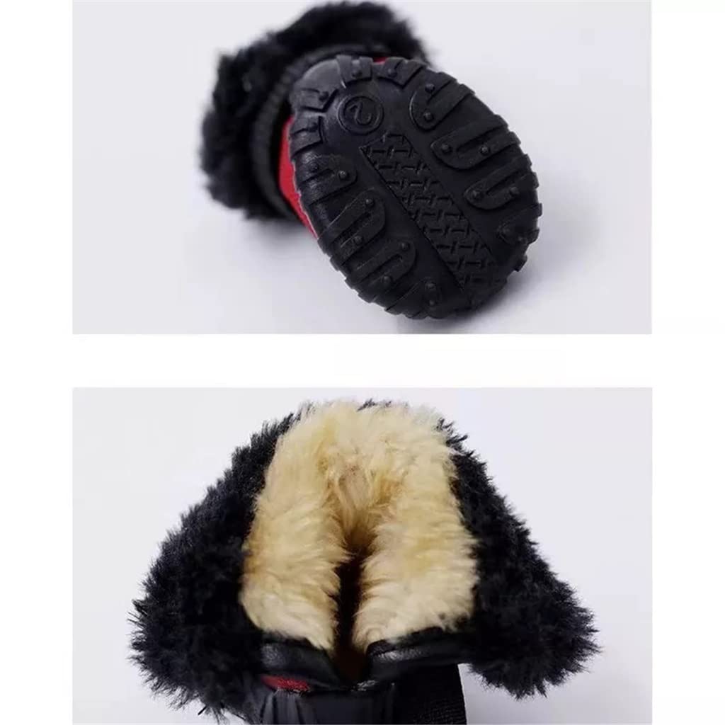 Pet Shoes Winter Pet Dog Warm Waterproof Shoes for Small Dogs TedBichon Schnauzer Thick Cotton Non-Slip Shoes (Black 4 Code)