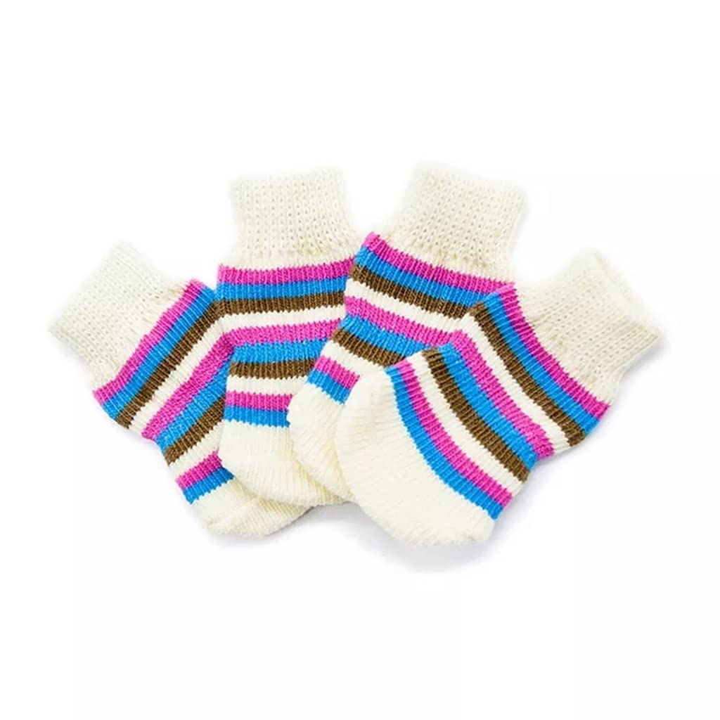 Pet Shoes Pet Christmas Accessories Pet Antiskid Socks Yellow Blue/Brown Black/Pink Blue Stripe Dog Cats Paw Protective Cover (A XL code)