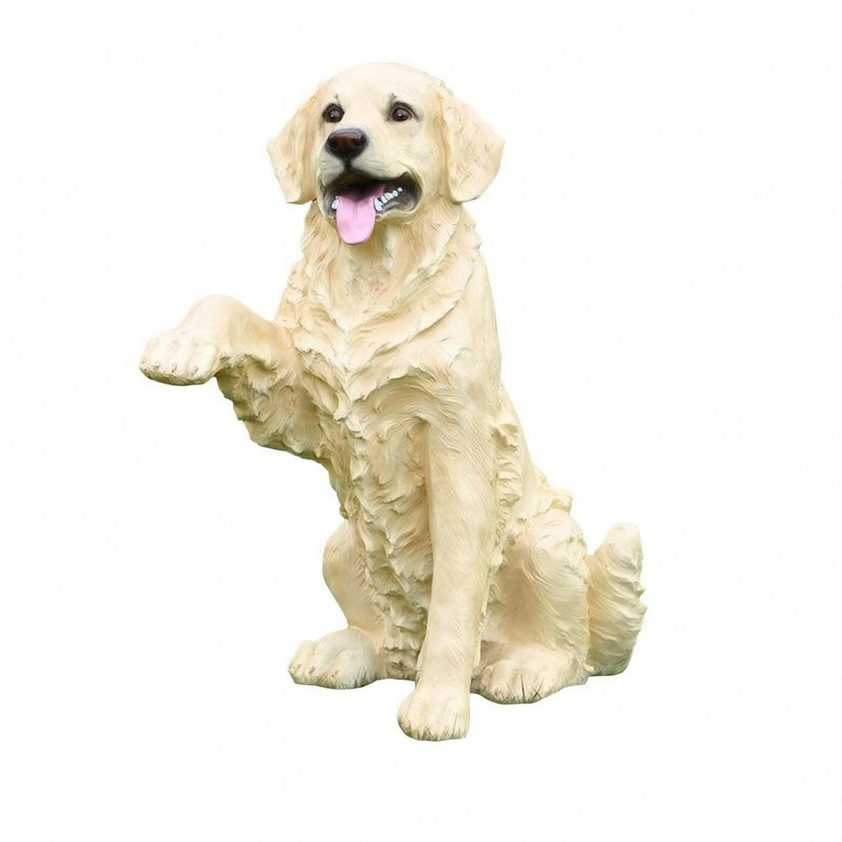 Decorative Canine Statue Labrador Dog Sculpture Figurine Ornament Statue Fiberglass Craft with Realistic Seated Pose and Detailed Silhouette Suitable, Beige