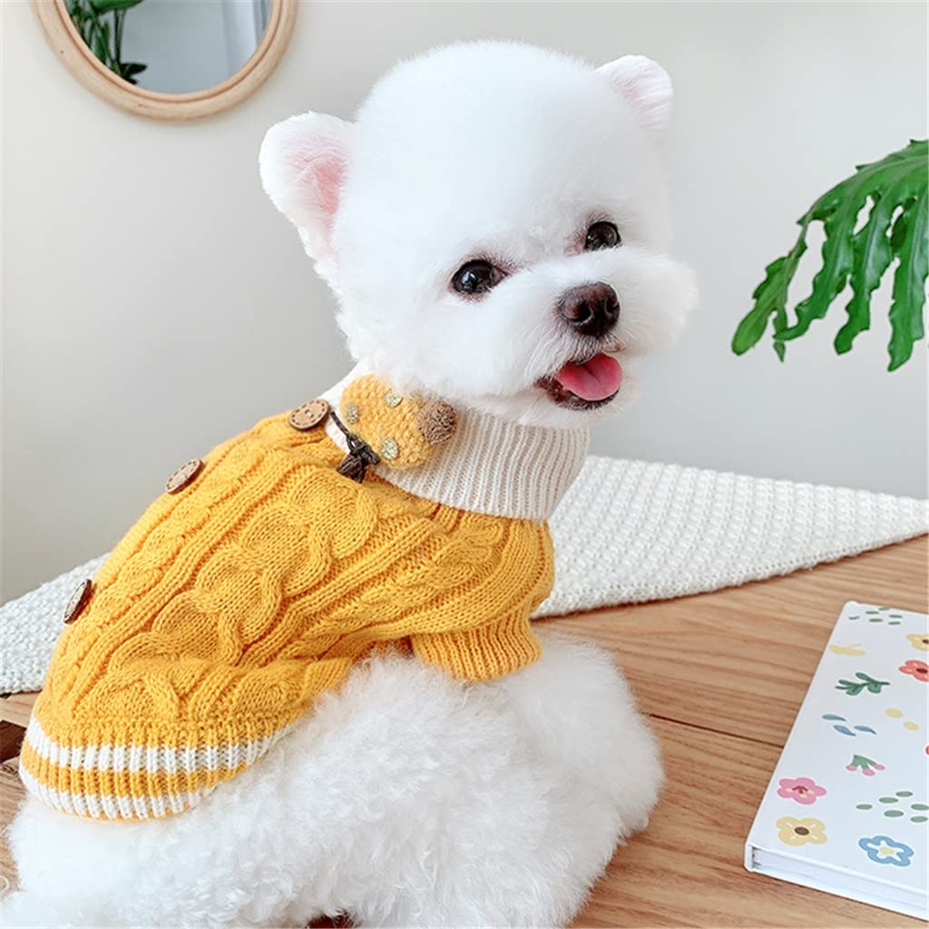 Dog Sweater Winter Pug Clothes French Bulldog Clothing Poodle Bichon Schnauzer Dog Outfit Coat Dropshipping Pet Costume Apparel (Yellow M code)