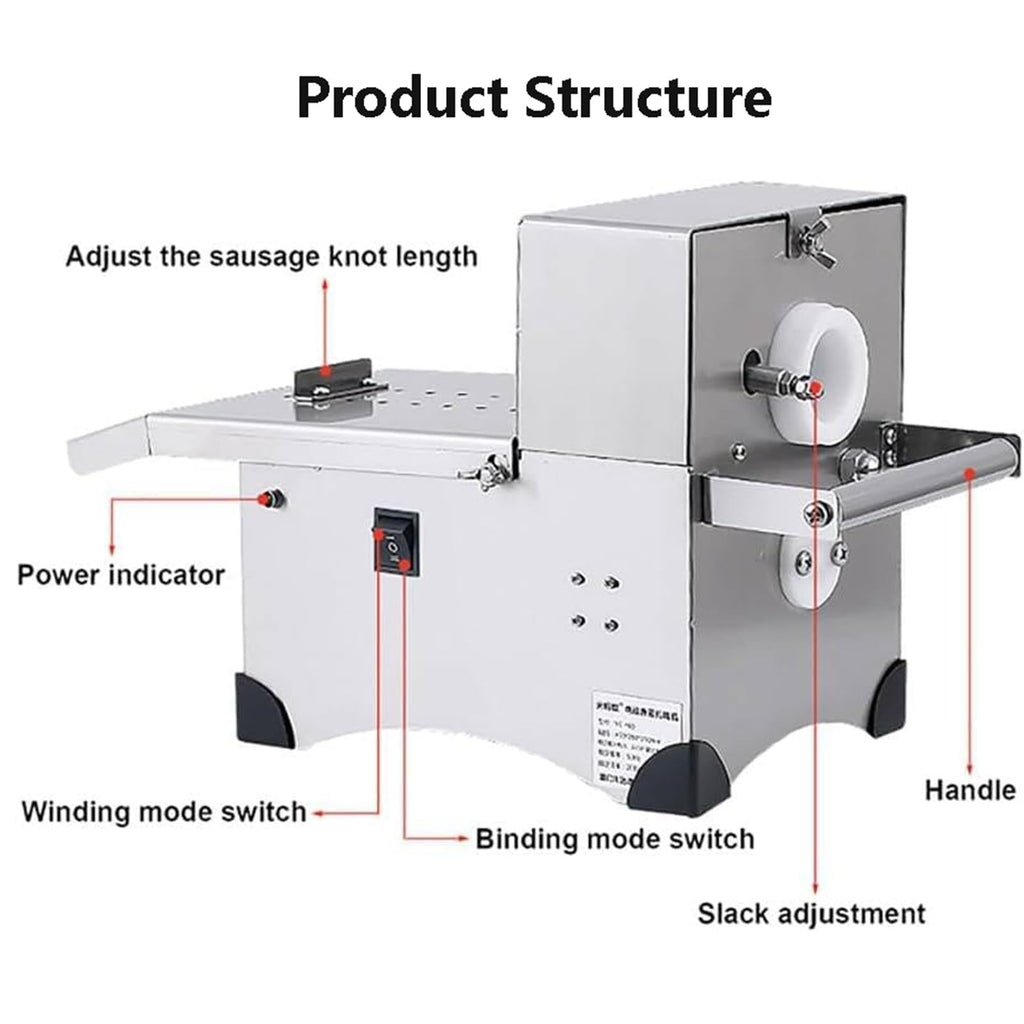 Commercial Hot Dog Binding Machine, Sausage Knot Machine, Binding Mode/Winding Mode, Portable Stainless Steel Kitchen Processor Tools For Kitchen Cooking, Dining - With Foot Pedal