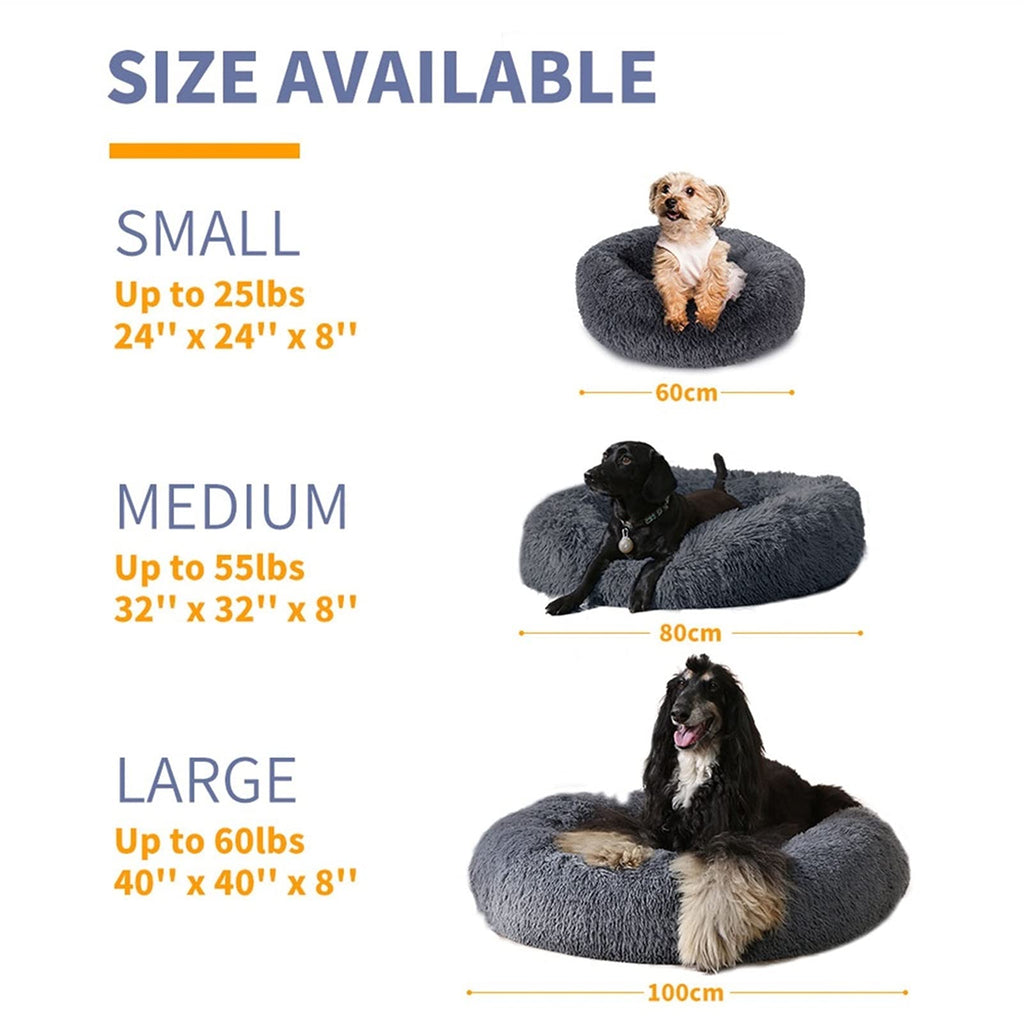 Long Plush Round Dog Cushion Pet Bed For Samll House Washable Bed Winter Warm Sleeping Puppy Soft Bed (B S)