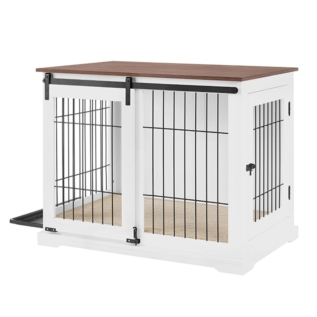 Dog Crate Furniture, Side Opening Wooden Dog Crate, Indoor Side Table, All Season Furniture Dog Crate with Tray and Cushion for Medium and Large Dogs(Large)