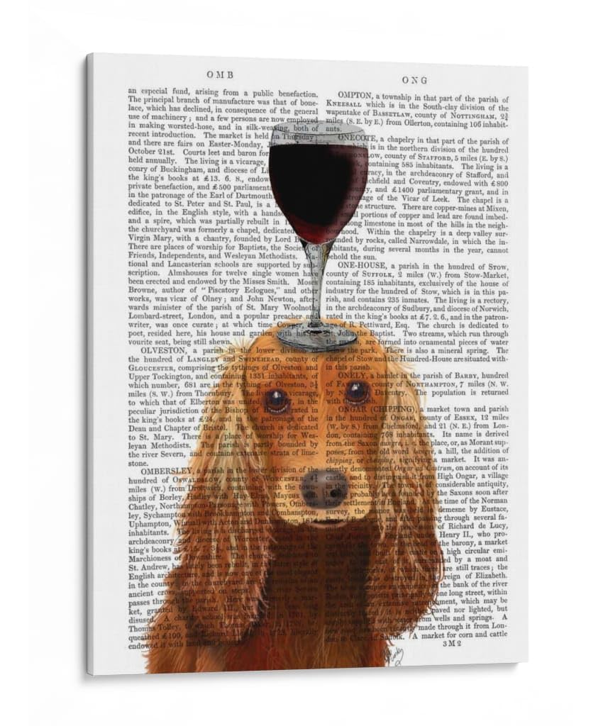 Canvas Lab | Dog Au Vin, Cocker Spaniel by Fab Funky | 30 x 40 in | Canvas Print Wall Art | Animals, Dogs, Nature, Whimsical | Wall Decor for Bedroom, Living Room or Office