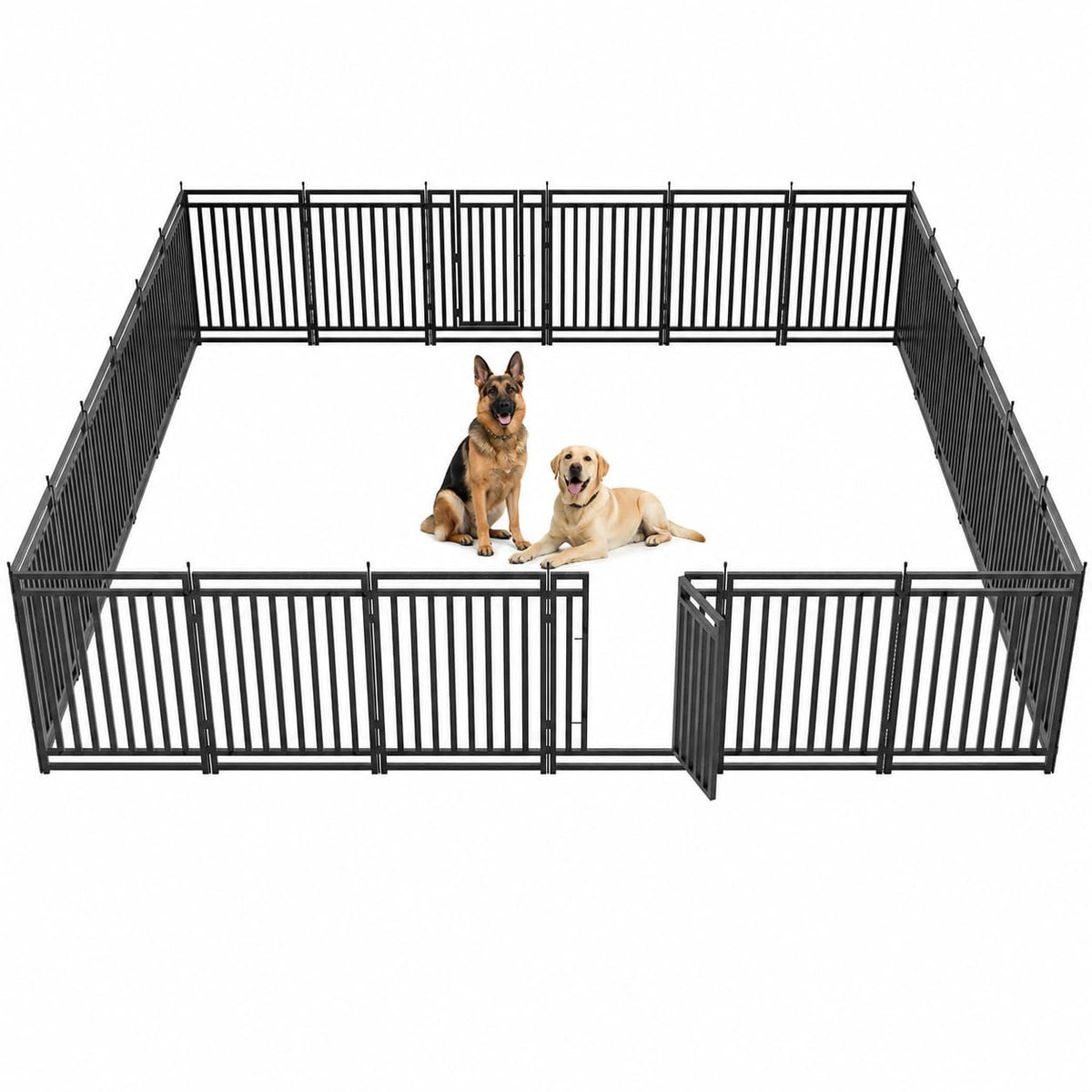 47" H 48-Panel Metal Dog Playpen for Yard & RV, Black Silver
