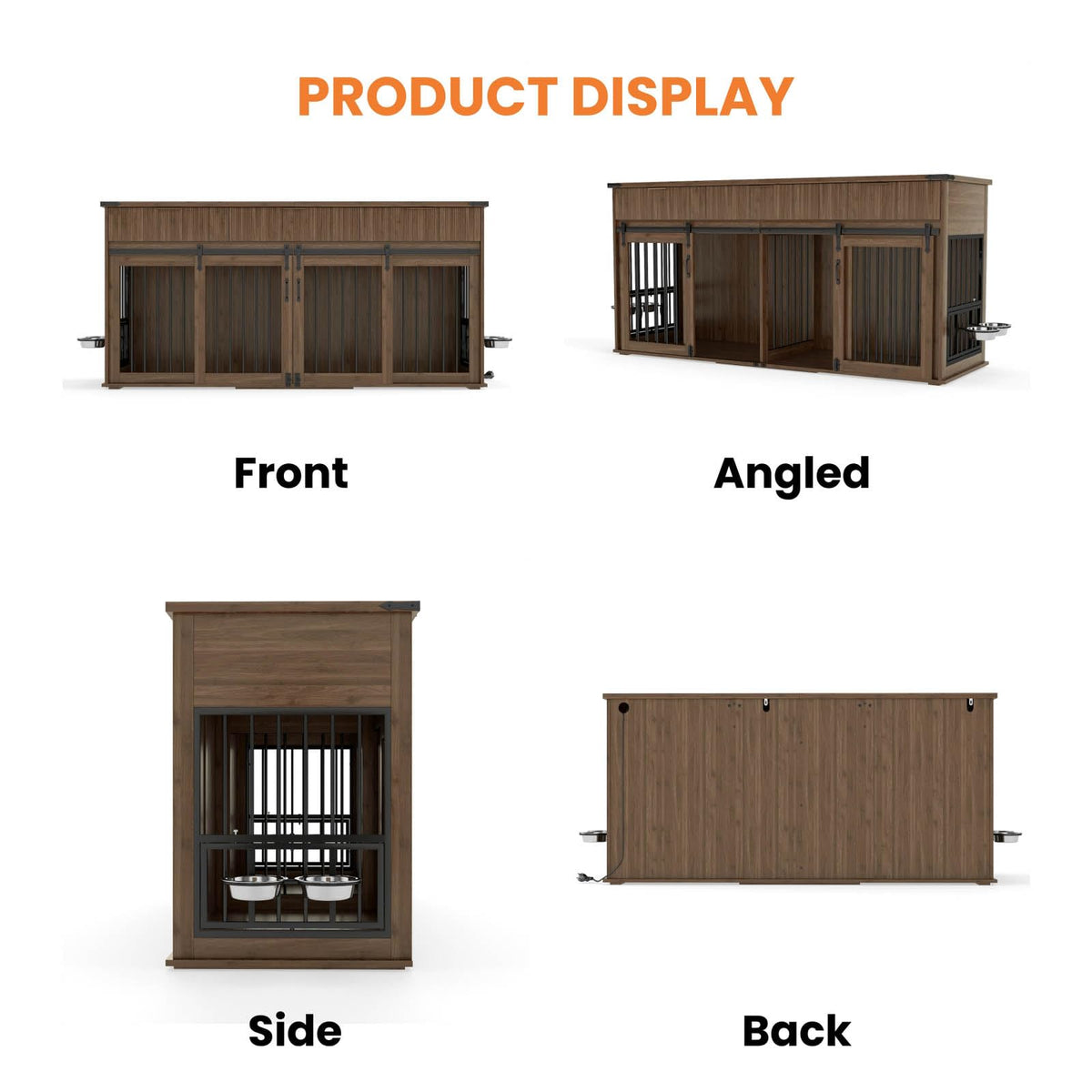 71'' Double Dog Crate Furniture, XXL Dog Kennel TV Stand,Walnut