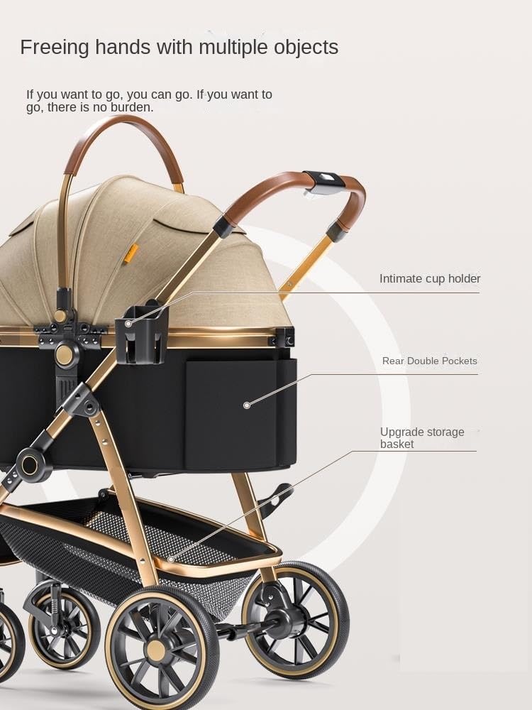 Stress Free Travel Foldable Pet Stroller for Small Medium Dogs Cats, Dog with Detachable Carrier Aluminum Alloy Frame Easy to Carry