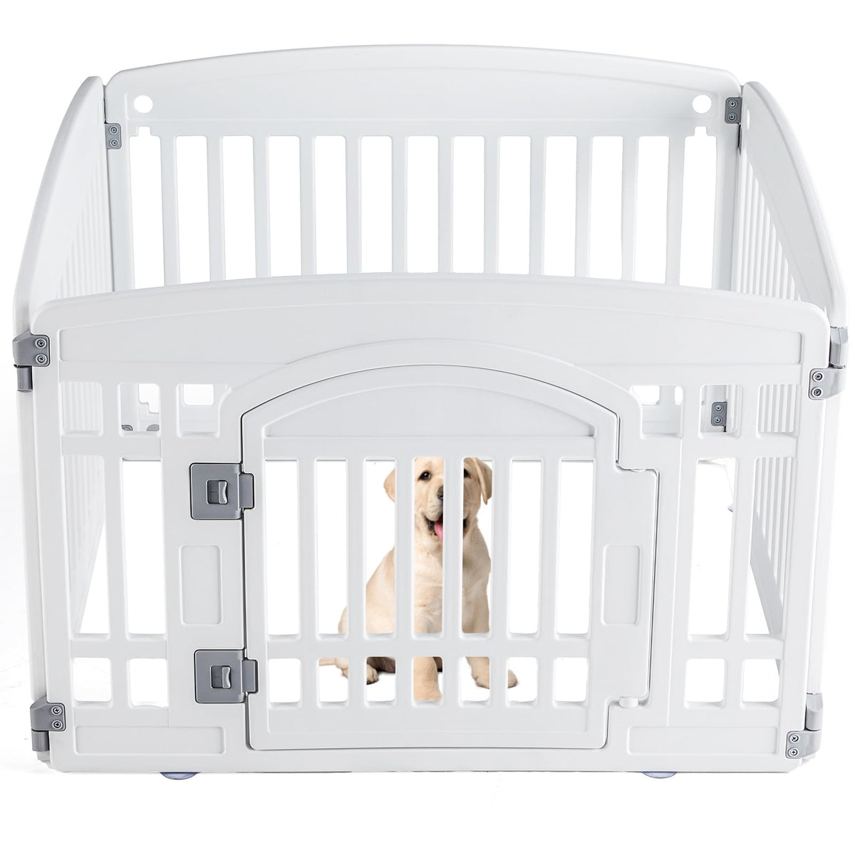 Plastic Pet Playpen for Small to Medium Dogs, 4 Panel (White
