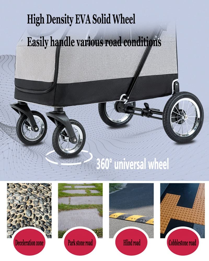 Foldable Pet Stroller， Large Pet Cat and Dog Jogging Stroller, Portable Pet Travel System, Up to 50kg(Green-2)