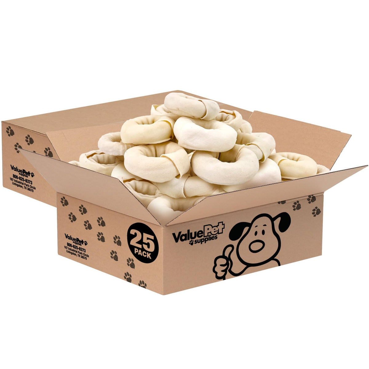 ValueBull USA Beef Rawhide Donut Ring Dog Chews, 200 Count