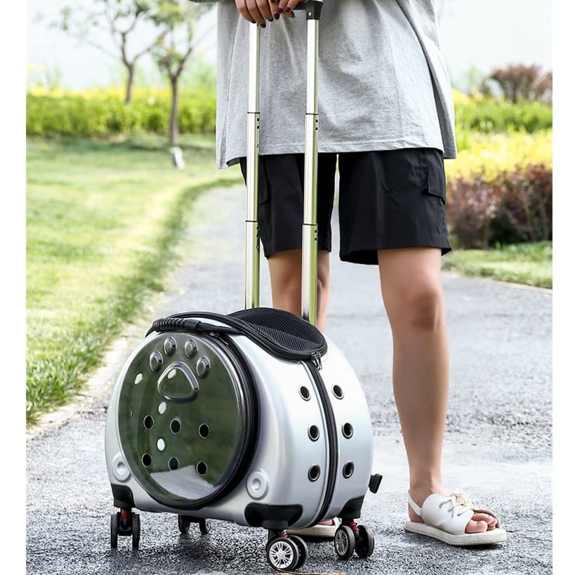 Pet Dog Cat Trolley Suitcase Luggage with Wheels Carrying Breathable Backpack Stroller