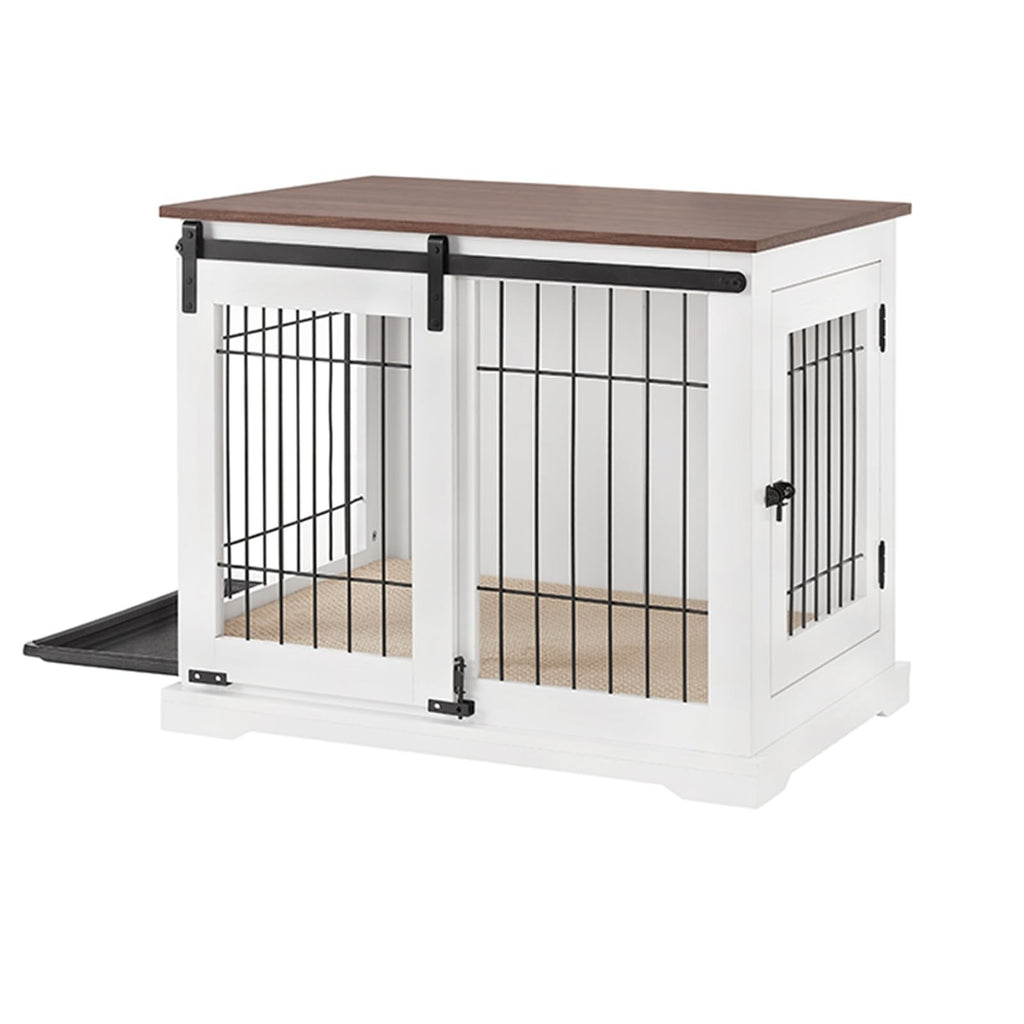 Dog Crate Furniture, Side Opening Wooden Dog Crate, Indoor Side Table, All Season Furniture Dog Crate with Tray and Cushion for Medium and Large Dogs(Large)