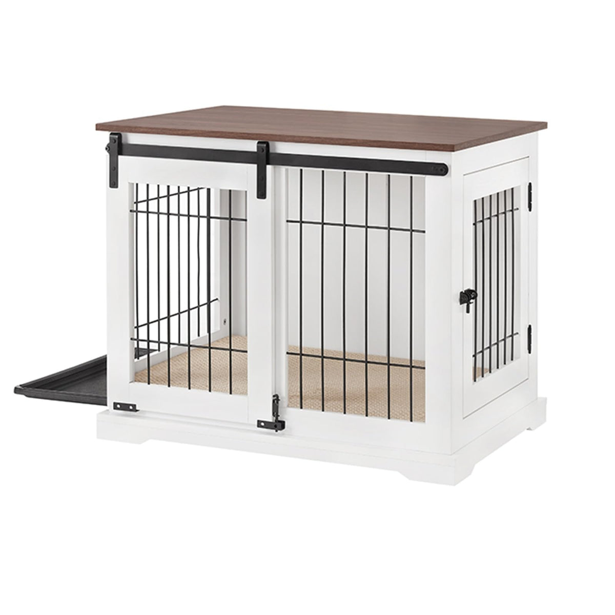 Dog Crate Furniture, Side Opening Wooden Dog Crate, Indoor Side Table, All Season Furniture Dog Crate with Tray and Cushion for Medium and Large Dogs(Large)