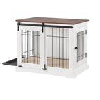 Dog Crate Furniture, Side Opening Wooden Dog Crate, Indoor Side Table, All Season Furniture Dog Crate with Tray and Cushion for Medium and Large Dogs(Small)