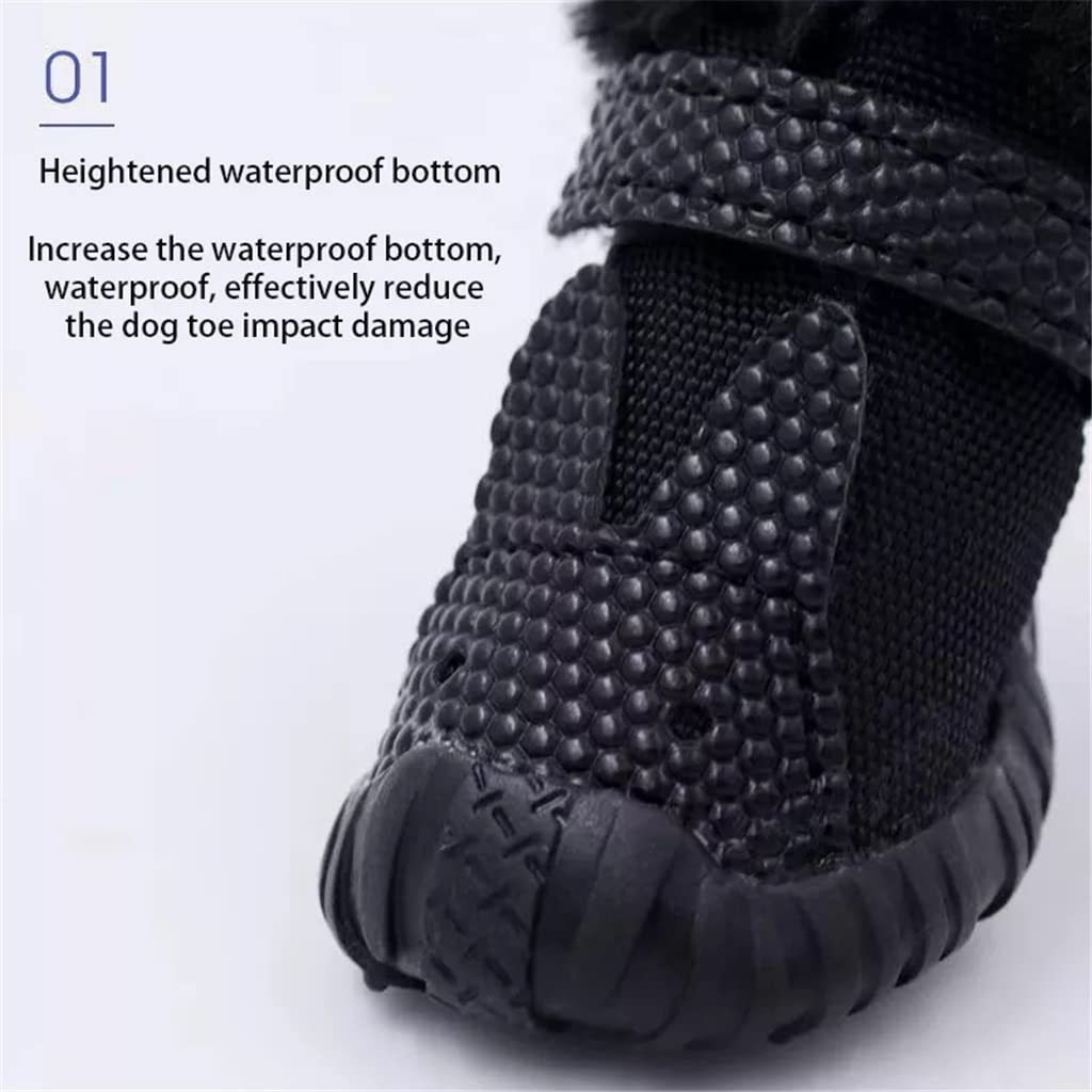 Pet Shoes Winter Pet Dog Warm Waterproof Shoes for Small Dogs TedBichon Schnauzer Thick Cotton Non-Slip Shoes (Black 3 Code)