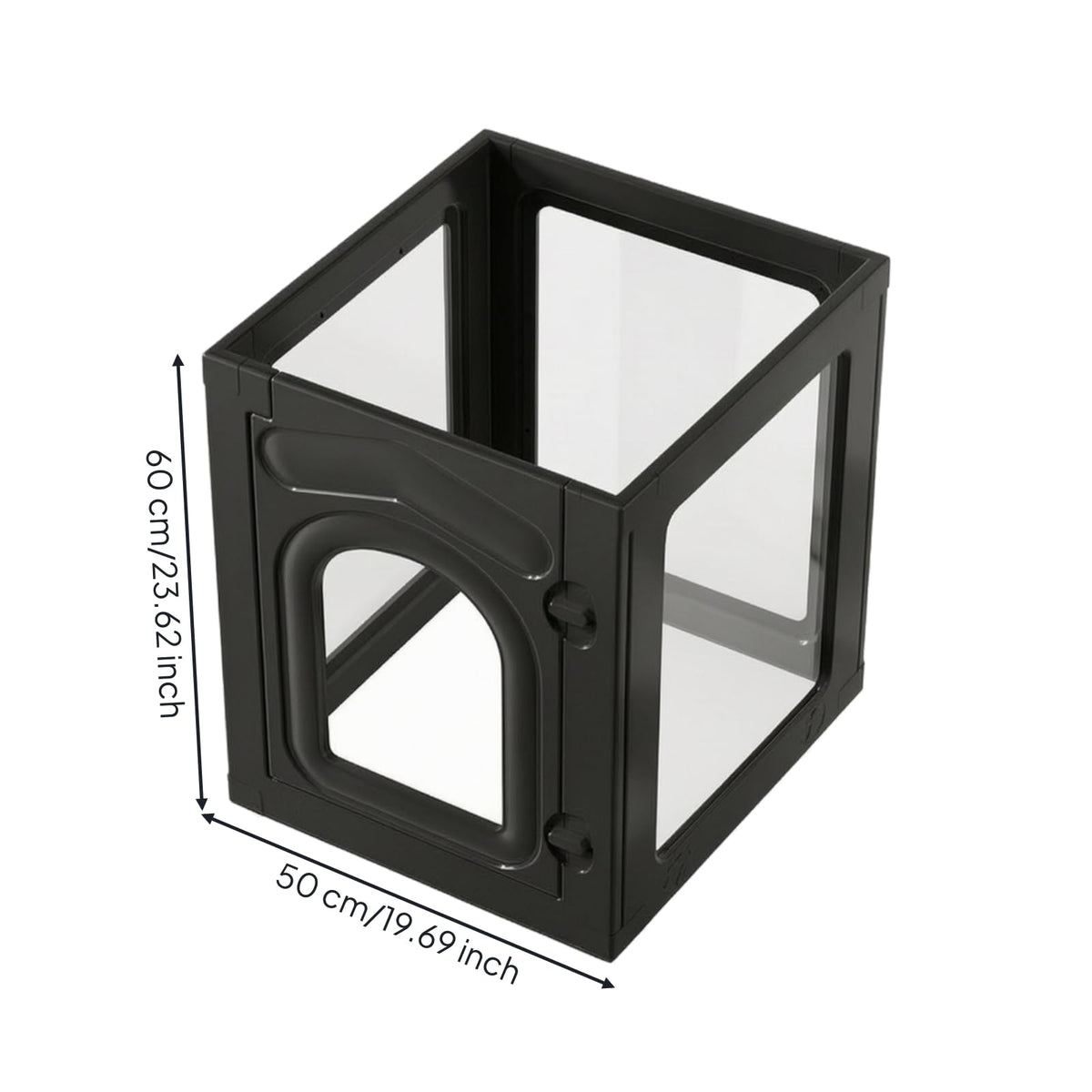 Indoor Kennel Modular Pet Enclosure with Latch Door Foldable Clear Acrylic Dog Playpen, Black