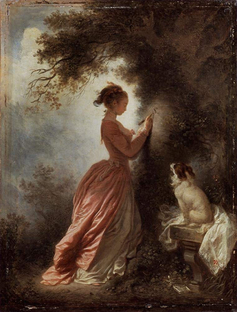 Toperfect Oil Painting Handmade $50-$2000 by College Teachers - 12 Fragonard Paintings - Young Woman Playing with a Dog hedonism Jean-Honore Fragonard - Famous Paintings on Canvas -Size4